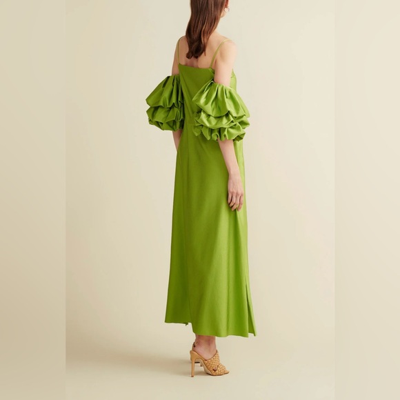 Eugenia Fernandez, Milos Emerald Convertible-Sleeve Slip Dress. size L. - Picture 2 of 8